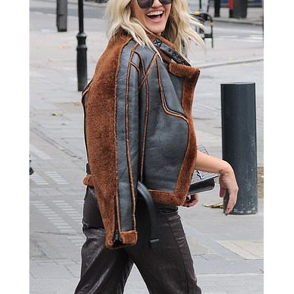 Ashley Roberts Christmas Aviator Shearling Coat