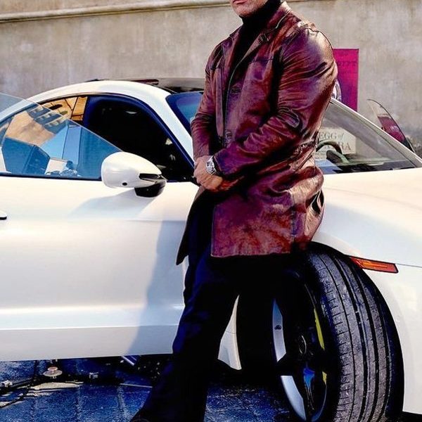 Red Notice Dwayne Johnson Brown Leather Coat